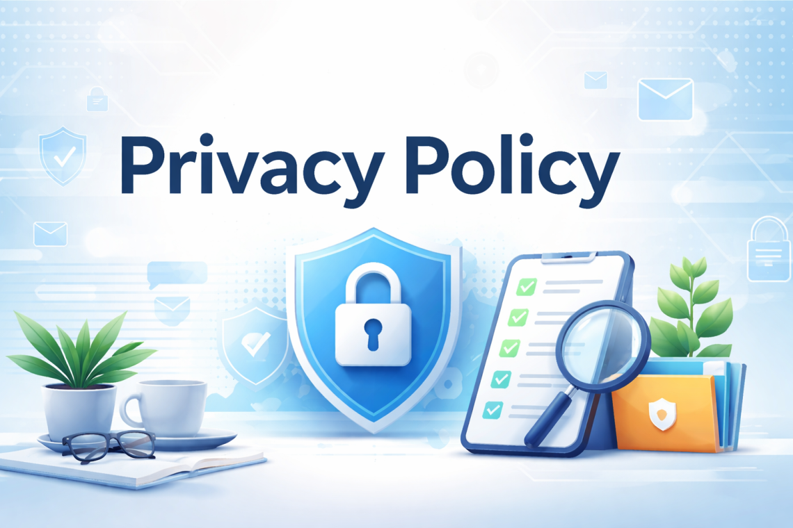 Privacy Policy featured image showing a secure padlock and data protection icons